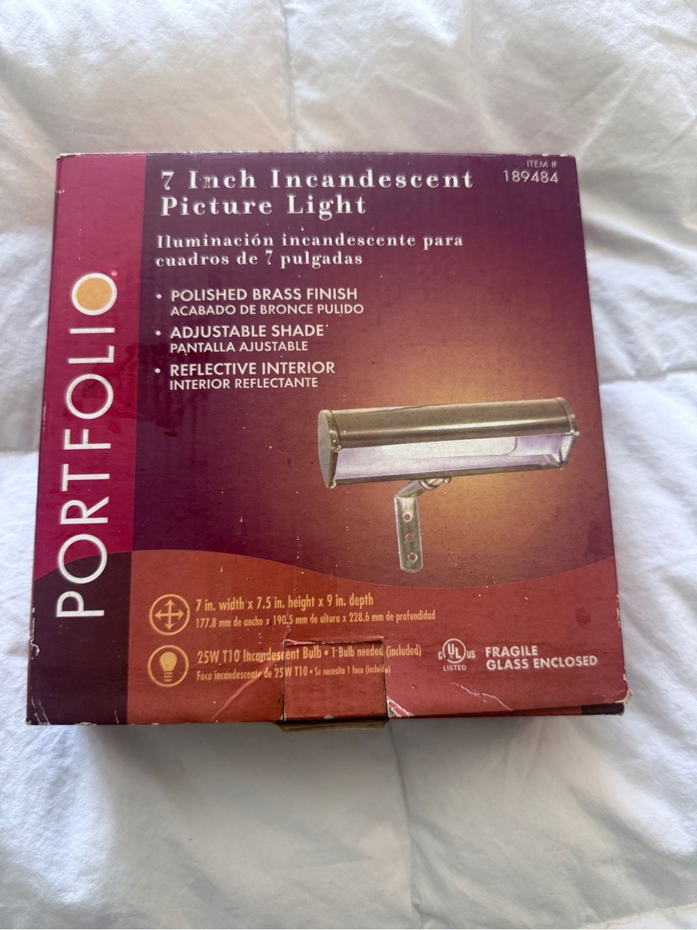 Portfolio 7-Inch Polished Brass Picture Light - Brass Finish
